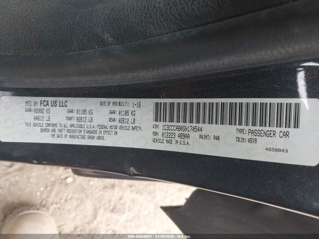 44285651 :رقم المزاد ، 1C3CCCAB0GN170544 vin ، 2016 Chrysler 200 Limited مزاد بيع