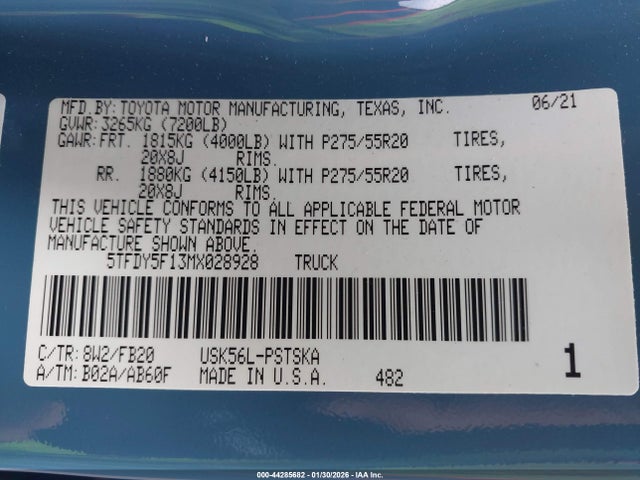 2021 TOYOTA TUNDRA 5TFDY5F13MX028928 Photo 8