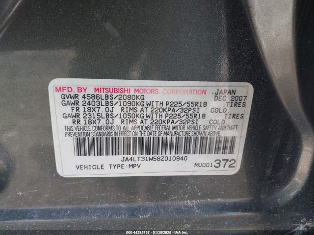 2008 MITSUBISHI OUTLANDER JA4LT31W58Z010940 Photo 8