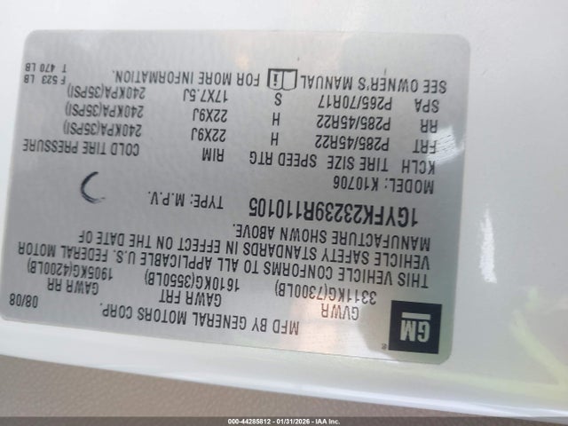 2009 CADILLAC ESCALADE 1GYFK23239R110105 Photo 8