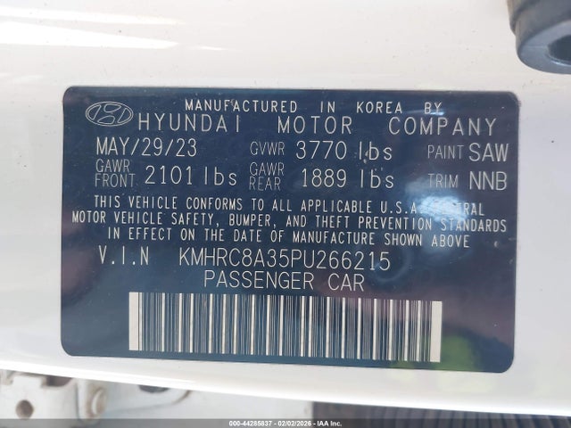 44285837 :رقم المزاد ، KMHRC8A35PU266215 vin ، 2023 Hyundai Venue Sel مزاد بيع