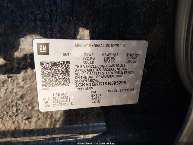 1GKS1GKC1KR395296 GMC Yukon Xl Slt