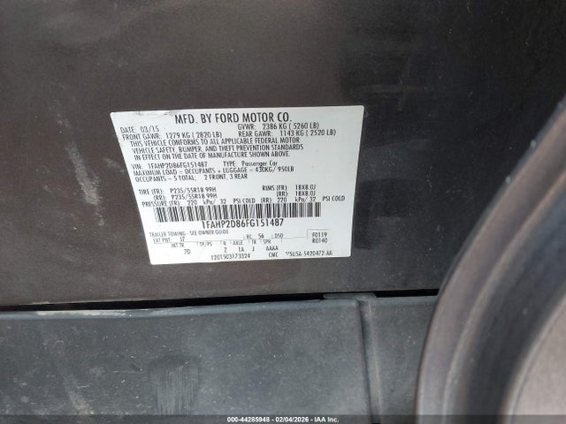 Ford TAURUS SE 2015 1FAHP2D86FG151487 Image 9