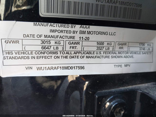 Aukcja sprzedaży 2021 Audi Rs Q8 Tfsi Quattro Tiptronic, vin: WU1ARAF18MD017596, numer aukcji: 44285956