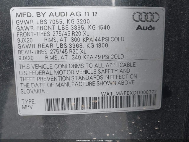 2013 AUDI Q7 WA1LMAFEXDD008772 Photo 8