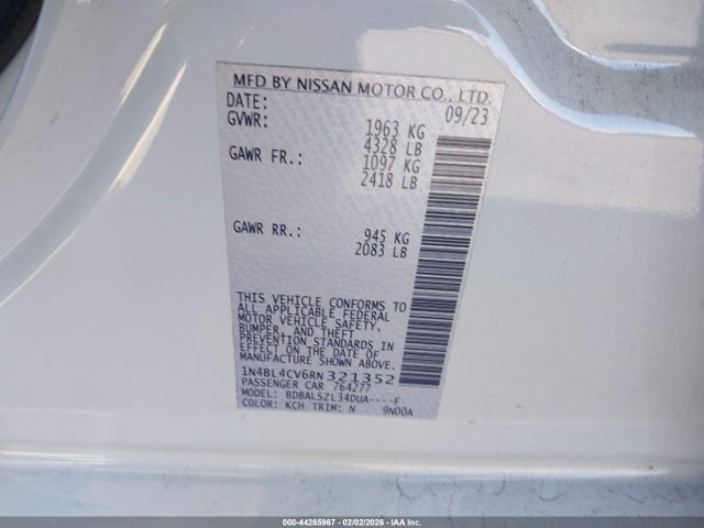 1N4BL4CV6RN321352 Nissan Altima Sr Fwd