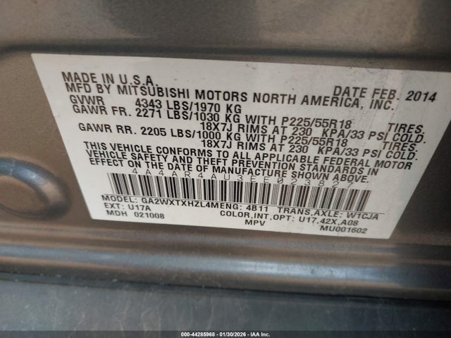 Продаж на аукціоні авто 2014 Mitsubishi Outlander Sport Se, vin: 4A4AR4AU3EE023827, номер лоту: 44285968