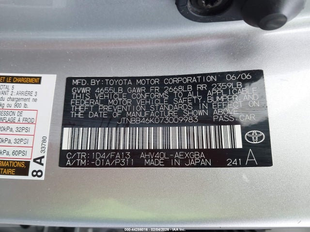 2007 TOYOTA CAMRY HYBRID JTNBB46K073009983 Photo 8
