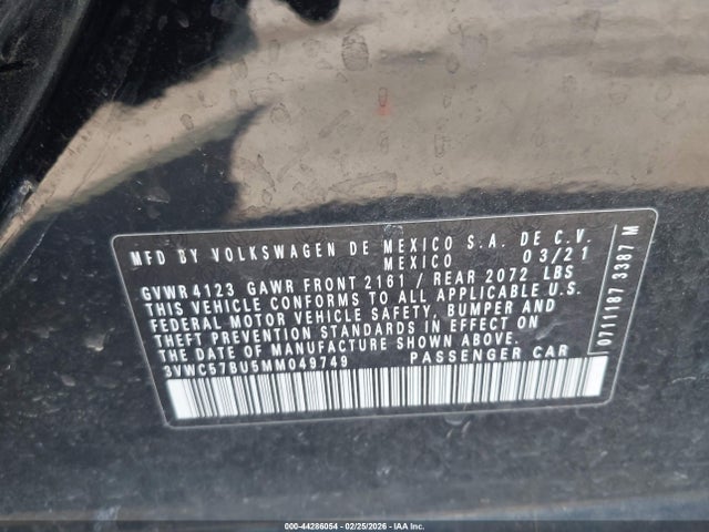 3VWC57BU5MM049749 Volkswagen Jetta 1.4t R-line/1.4t S/1.4t Se