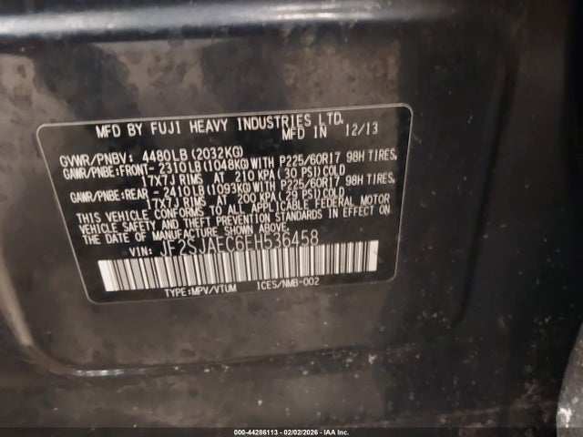 Продаж на аукціоні авто 2014 Subaru Forester 2.5i Premium, vin: JF2SJAEC6EH536458, номер лоту: 44286113