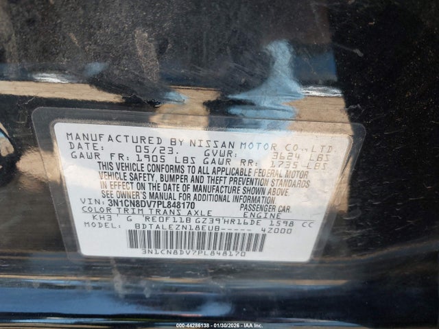 3N1CN8DV7PL848170 Nissan Versa 1.6 S Xtronic Cvt
