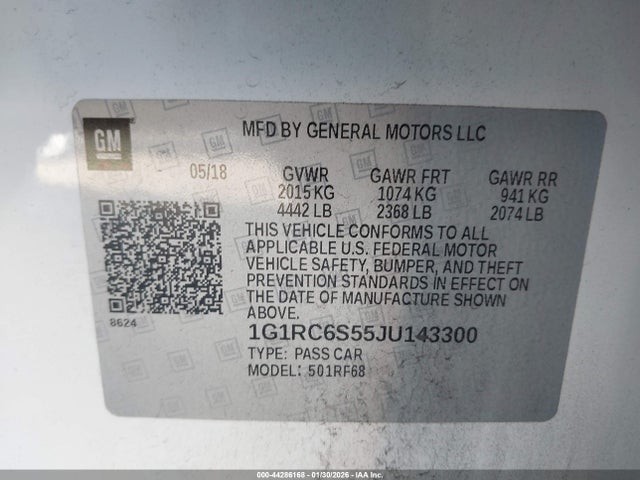1G1RC6S55JU143300 Chevrolet VOLT LT