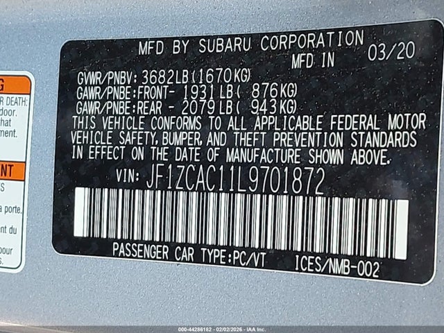 2020 SUBARU BRZ JF1ZCAC11L9701872 Photo 8