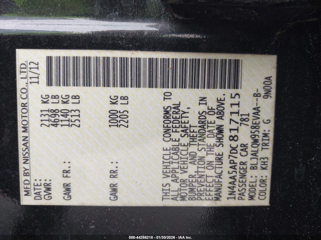 2013 NISSAN MAXIMA 1N4AA5AP7DC817115 Photo 8