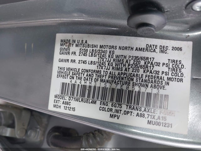 2007 MITSUBISHI ENDEAVOR 4A4MM31S77E053713 Photo 8