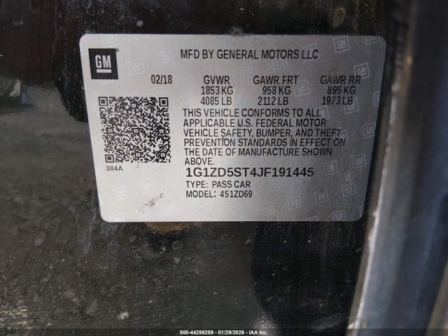 1G1ZD5ST4JF191445 Chevrolet MALIBU LT