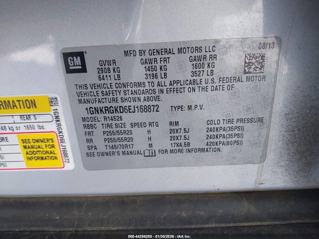 Chevrolet Traverse 1lt 2014 1GNKRGKD6EJ168872 Image 9