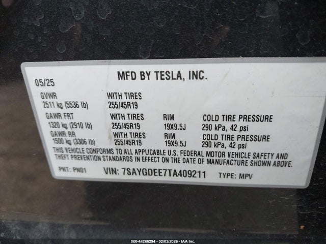 2026 TESLA MODEL Y 7SAYGDEE7TA409211 Photo 8