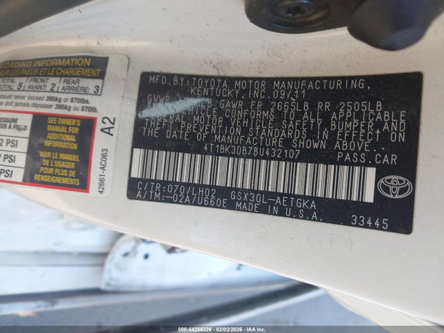 2011 TOYOTA AVALON 4T1BK3DB7BU432107 Photo 8