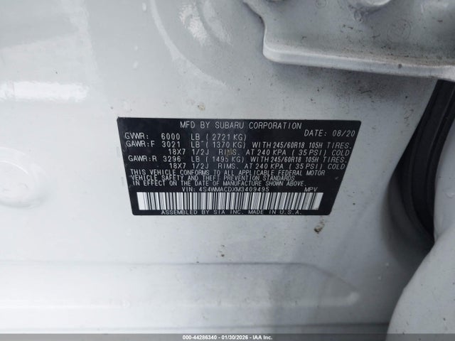 Subaru Ascent Premium 2021 4S4WMACDXM3409495 Image 9