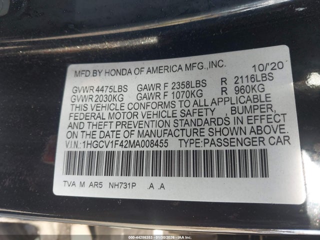 1HGCV1F42MA008455 Honda Accord Sport Special Edition