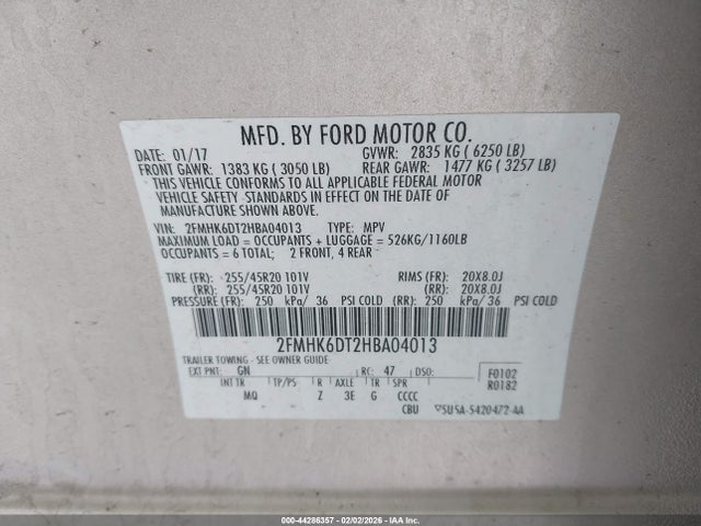 2FMHK6DT2HBA04013 Ford Flex Limited