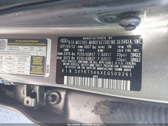 5XYKT3A6XEG509261 KIA SORENTO LX
