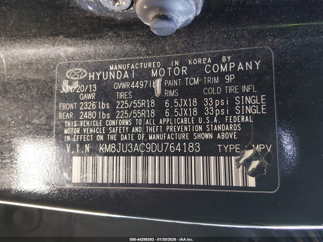 2013 HYUNDAI TUCSON KM8JU3AC9DU764183 Photo 8