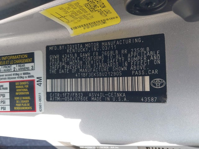 2011 TOYOTA CAMRY 4T1BF3EK5BU212905 Photo 8