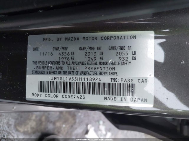 44286450 :رقم المزاد ، JM1GL1V55H1118924 vin ، 2017 Mazda Mazda6 Touring مزاد بيع