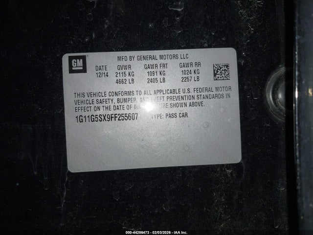 1G11G5SX9FF255607 Chevrolet Malibu 2lz
