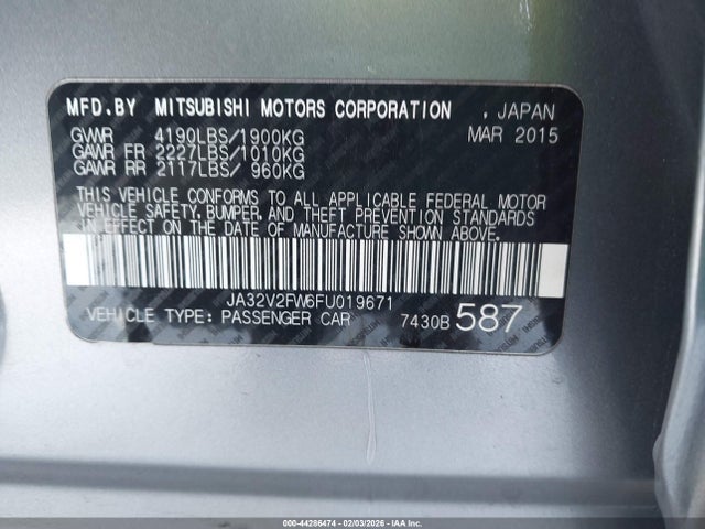 2015 MITSUBISHI LANCER JA32V2FW6FU019671 Photo 8