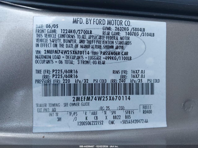 2005 MERCURY GRAND MARQUIS 2MEFM74W25X670114 Photo 8