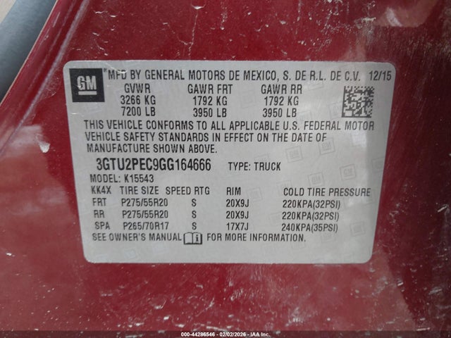 GMC Sierra 1500 Denali 2016 3GTU2PEC9GG164666 Image 9