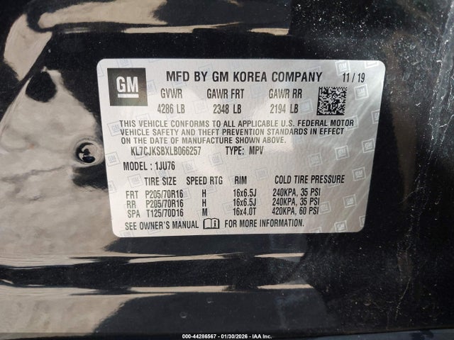 KL7CJKSBXLB066257 Chevrolet Trax Fwd Ls