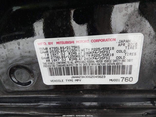 2016 MITSUBISHI OUTLANDER JA4AZ3A30GZ045623 Photo 8