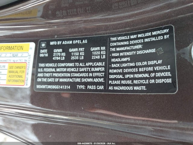 W04WT3N59GG141314 Buick Cascada Premium