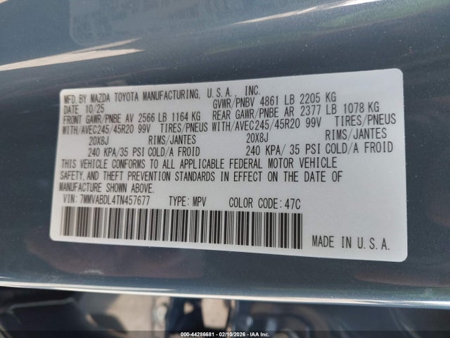 44286681 :رقم المزاد ، 7MMVABDL4TN457677 vin ، 2026 Mazda Cx-50 2.5 S Premium مزاد بيع