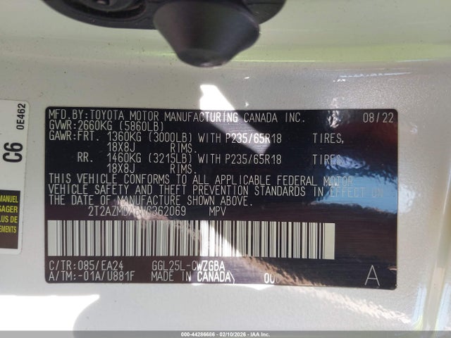Aukcja sprzedaży 2022 Lexus Rx 350, vin: 2T2AZMDA6NC362069, numer aukcji: 44286686