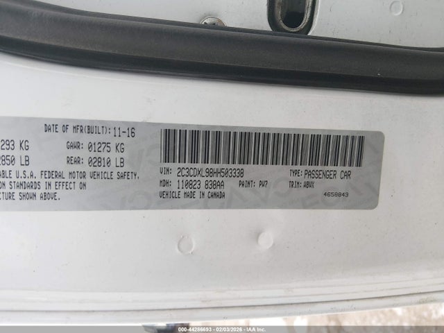 Продажа на аукционе авто 2017 Dodge Charger Srt Hellcat Rwd, vin: 2C3CDXL98HH503338, номер лота: 44286693