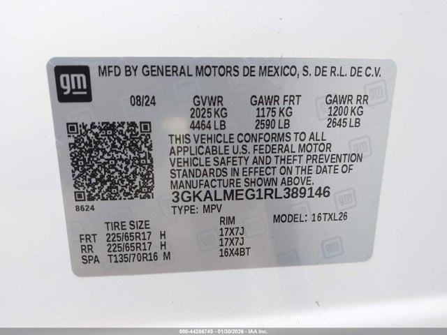 44286745 :رقم المزاد ، 3GKALMEG1RL389146 vin ، 2024 Gmc Terrain Fwd Sle مزاد بيع