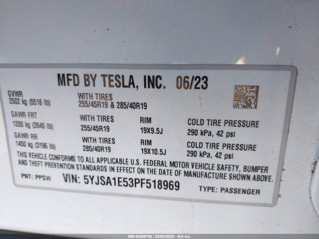 2023 TESLA MODEL S 5YJSA1E53PF518969 Photo 8
