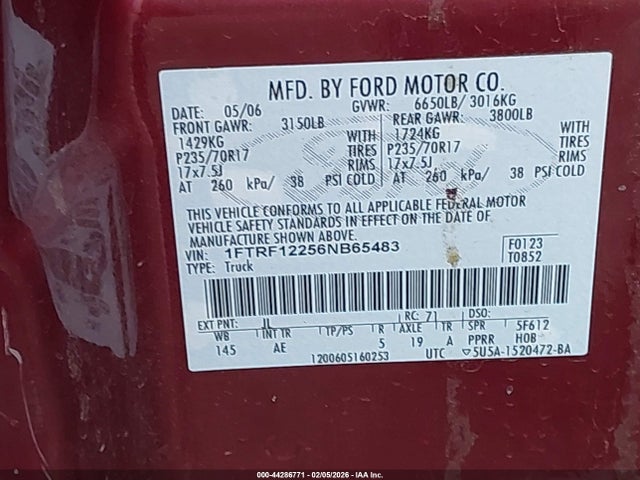 2006 FORD F-150 1FTRF12256NB65483 Photo 8