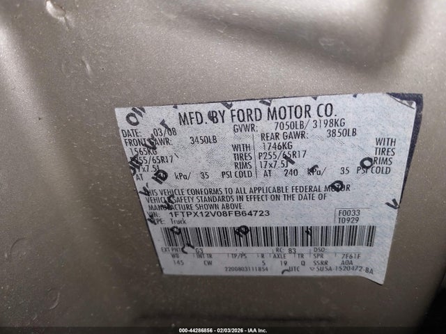 2008 FORD F-150 1FTPX12V08FB64723 Photo 8