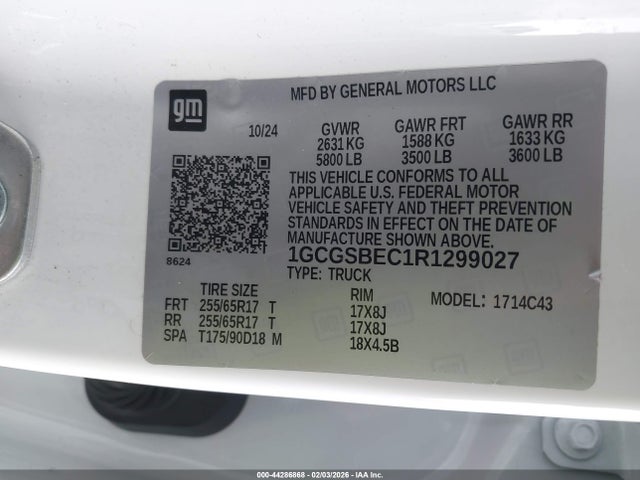 1GCGSBEC1R1299027 Chevrolet Colorado 2wd Wt