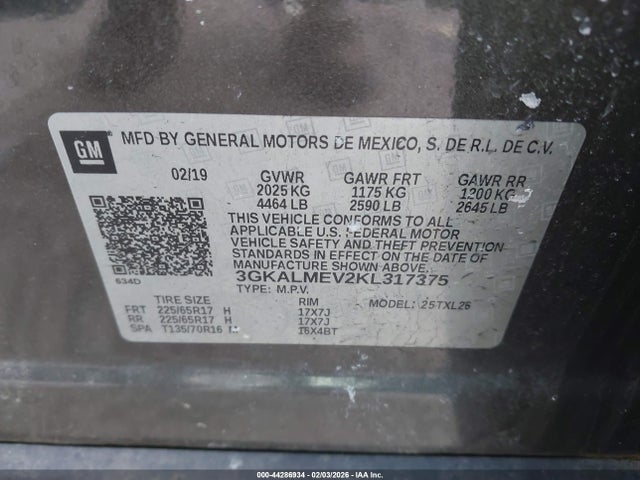 Продажа на аукционе авто 2019 Gmc Terrain Sle, vin: 3GKALMEV2KL317375, номер лота: 44286934