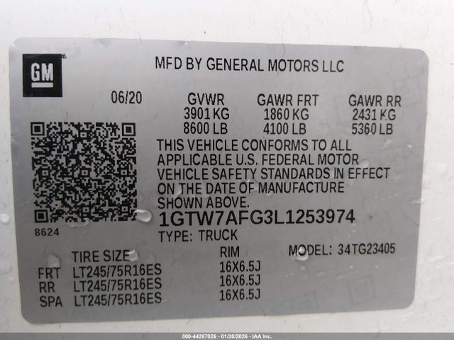 1GTW7AFG3L1253974 GMC Savana Cargo Rwd 2500 Regular Wheelbase Work Van
