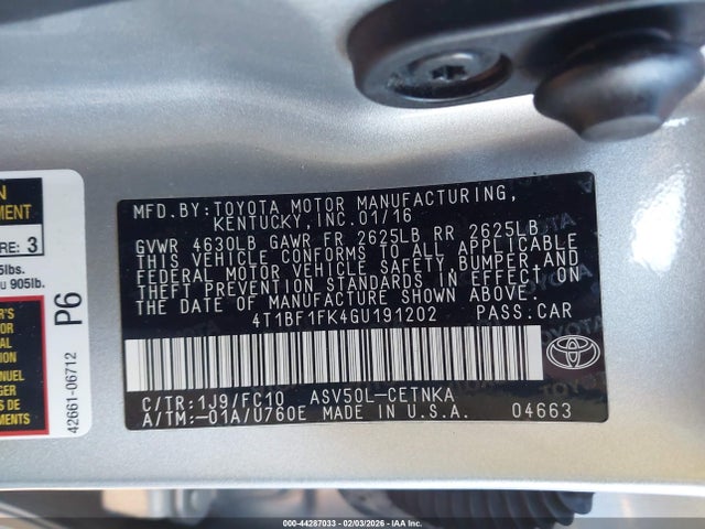 Toyota CAMRY LE 2016 4T1BF1FK4GU191202 Image 9