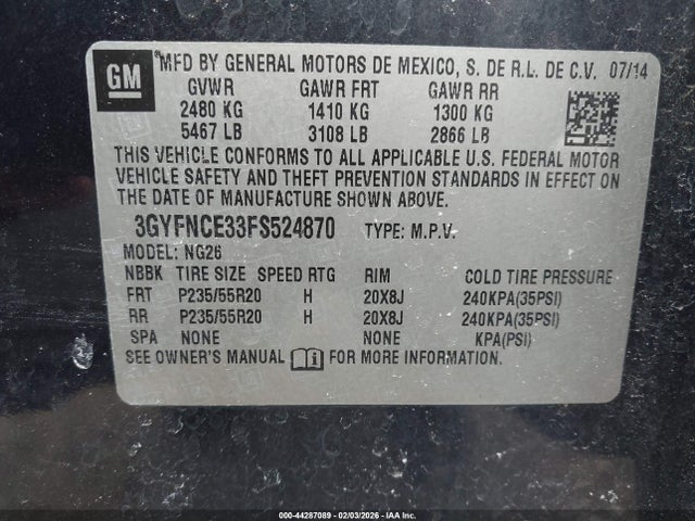 2015 CADILLAC SRX 3GYFNCE33FS524870 Photo 8