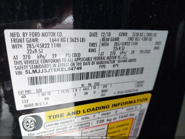 2019 LINCOLN NAVIGATOR L 5LMJJ3JT6KEL04749 Photo 8